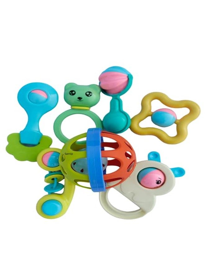 Samip Premium 7 pcs Rattle Ball Toys Combo for Babies Non-Toxic Plastic Colourful Lovely Attractive Baby Rattle for Infant Products (Multicolour) - Image 2